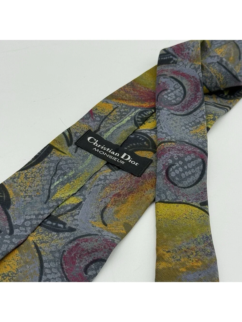 Vintage Christian Dior Monsieur Abstract Floral Silk Necktie Canada Made Luxury